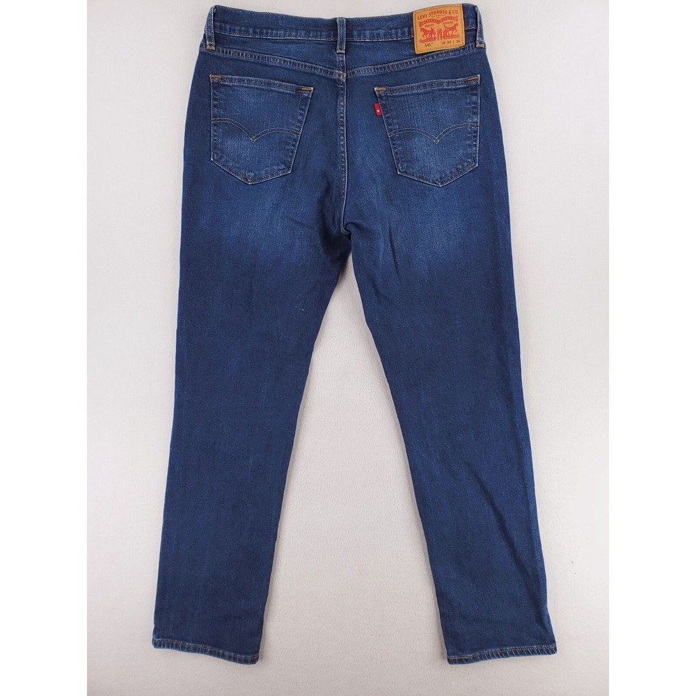 Levis 541 Jeans Mens 34x34 Blue Athletic Tapered Stretch Denim Casual Work Pants